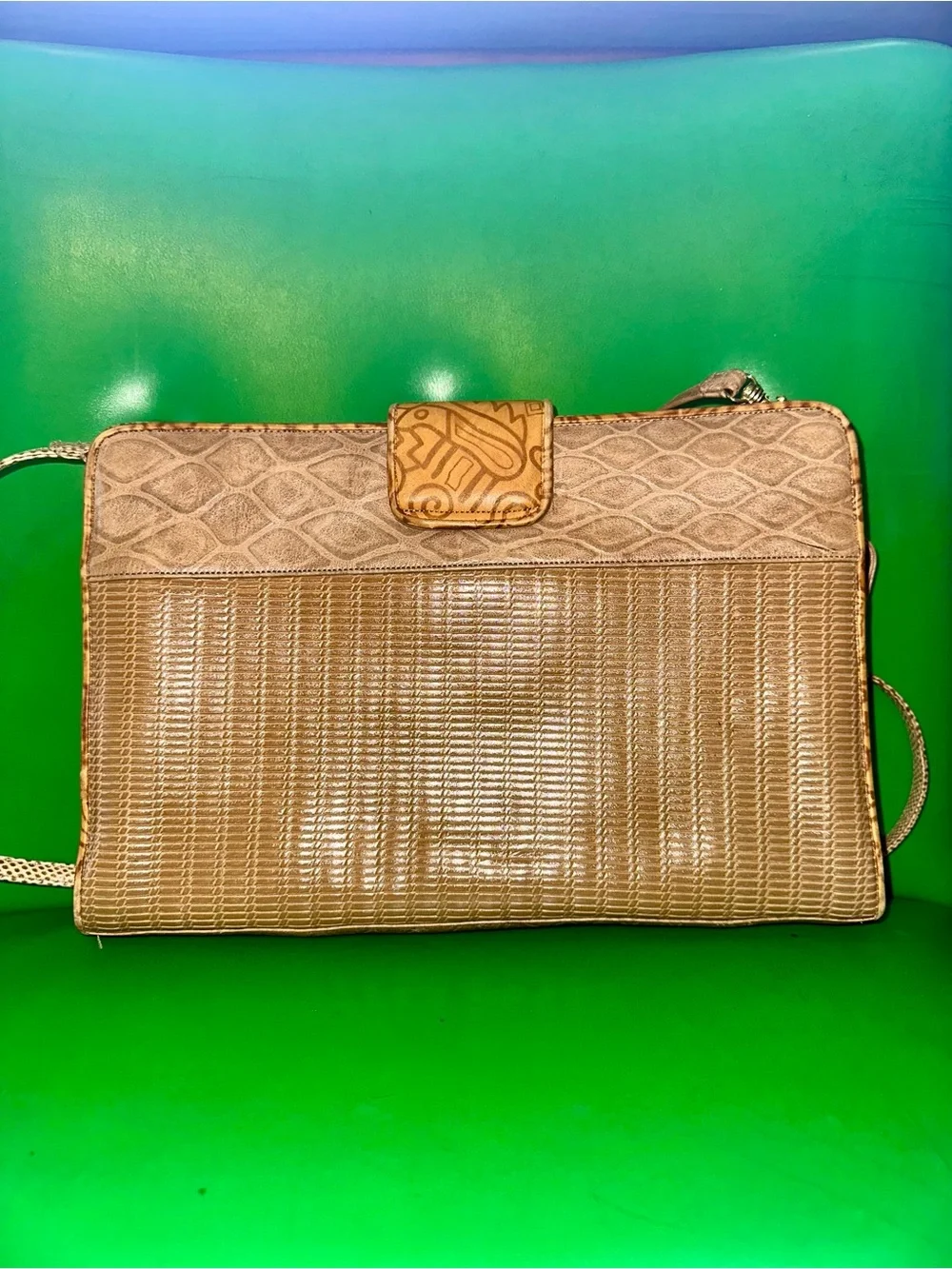Sharif Vintage Tan & Beige Patterned Bag